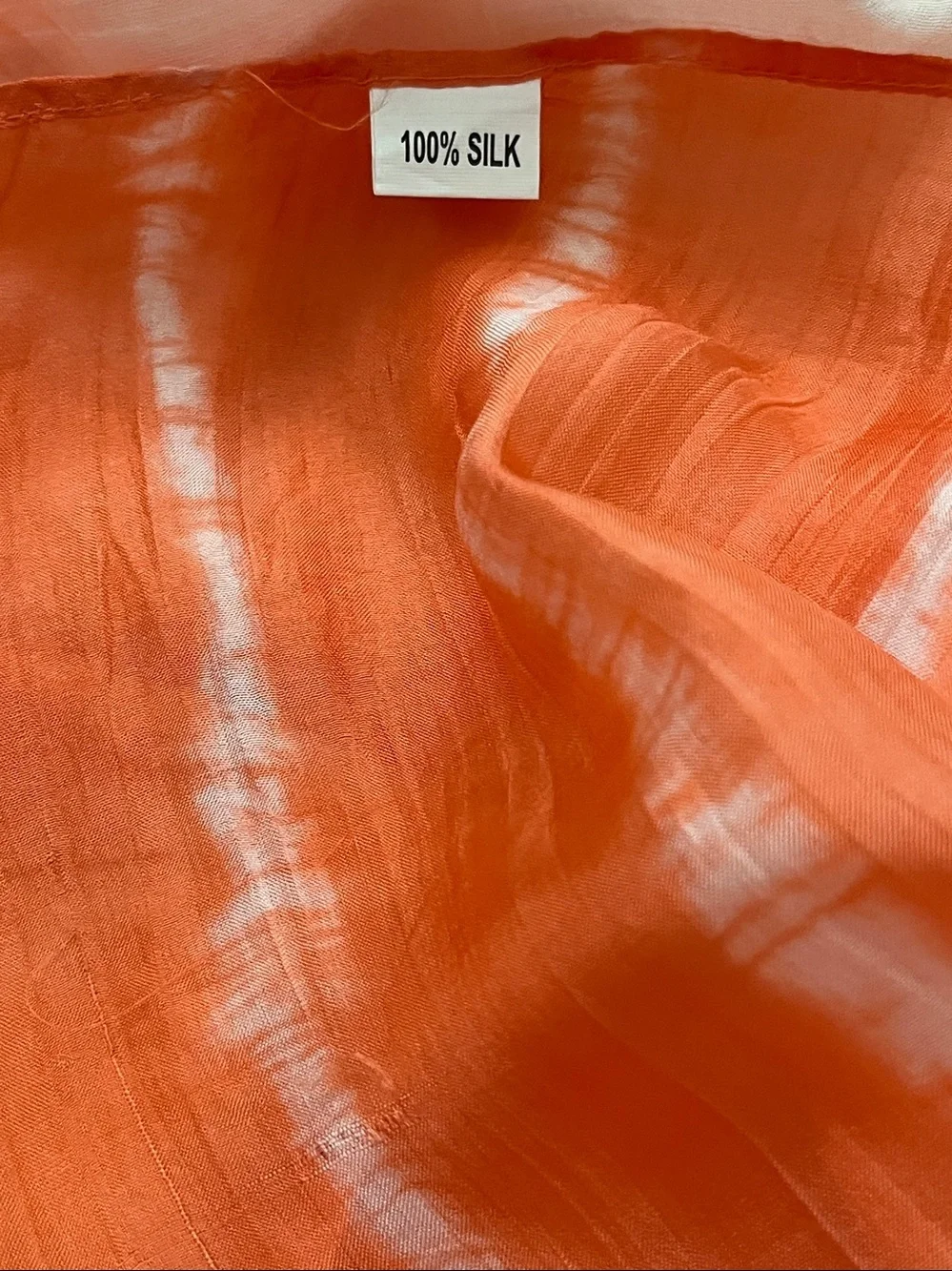 100% Silk ombré Orange & White   Shawl Scarf Oversized 31”x64”